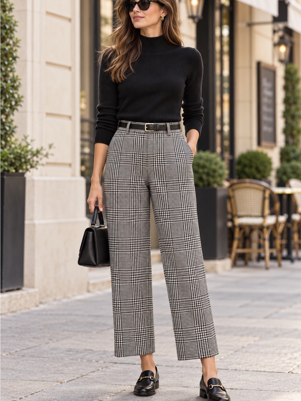 Banana Republic Glen Plaid High Rise Wide Leg Crop Pants Size 8 NWOT Quiet Lux